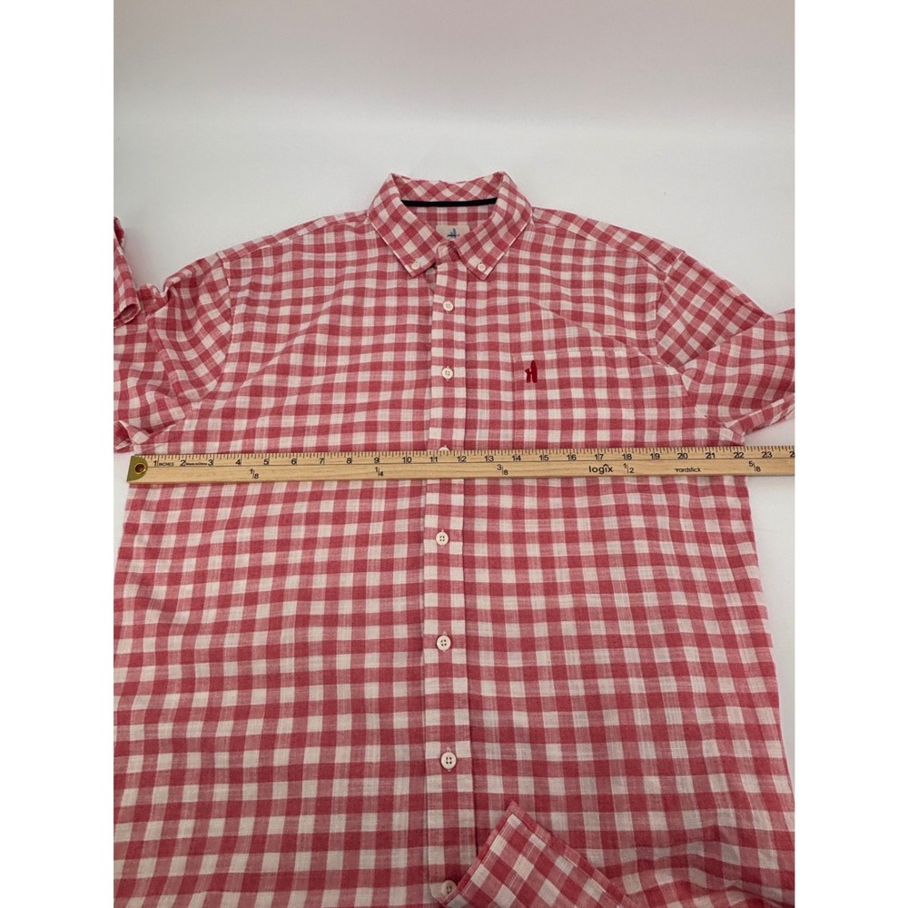 johnnie-O Hangin Out Mens Large Red White Gingham Button Down Shirt JMWL3140 - Picture 7 of 11